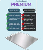 Food Grade Stainless Steel Cutting & Chopping Board – Large Non-Slip Kitchen Mat