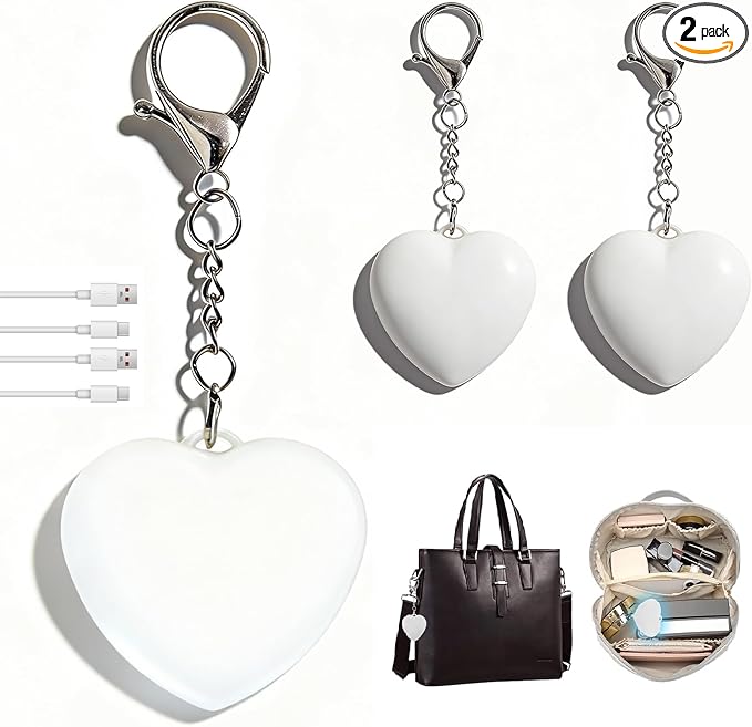 2PCS Rechargeable LED Heart Purse Light – Automatic Handbag Sensor Lamp