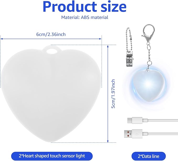 2PCS Rechargeable LED Heart Purse Light – Automatic Handbag Sensor Lamp