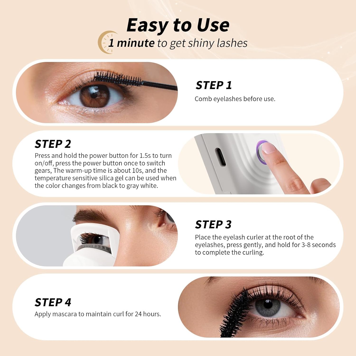Heated Eyelash Curler – USB Rechargeable