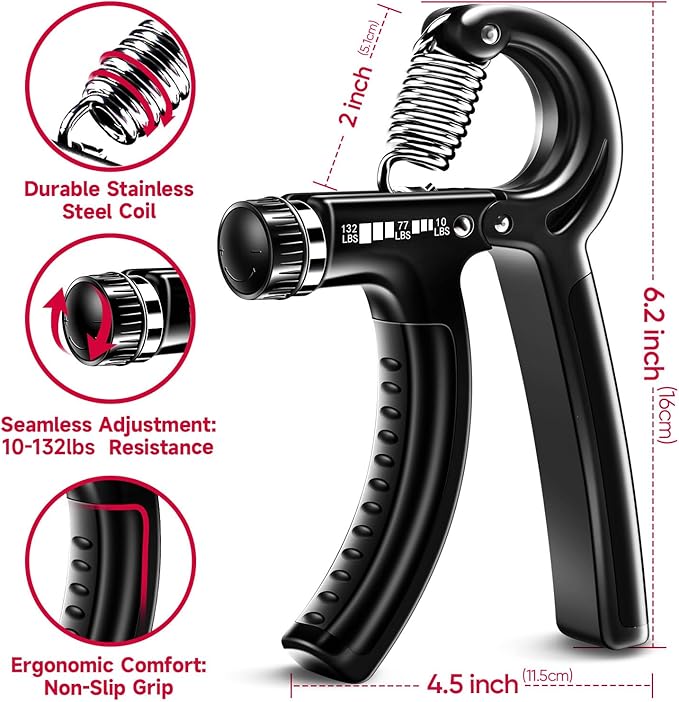 Hand Grip & Forearm Strengthener Set – 5 Pack