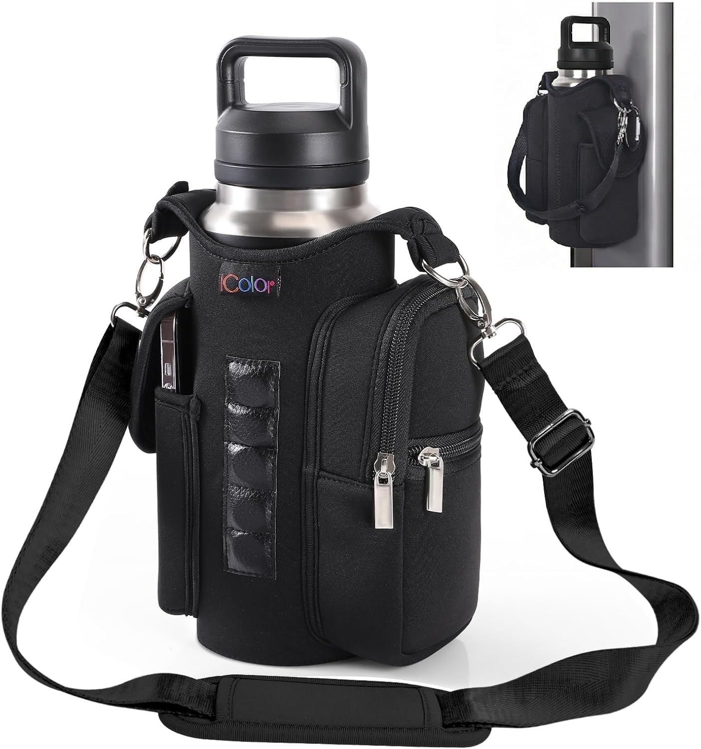 Magnetic Gym Water Bottle Holder Bag – Bottle Carrier with Phone Pocket & Shoulder Strap