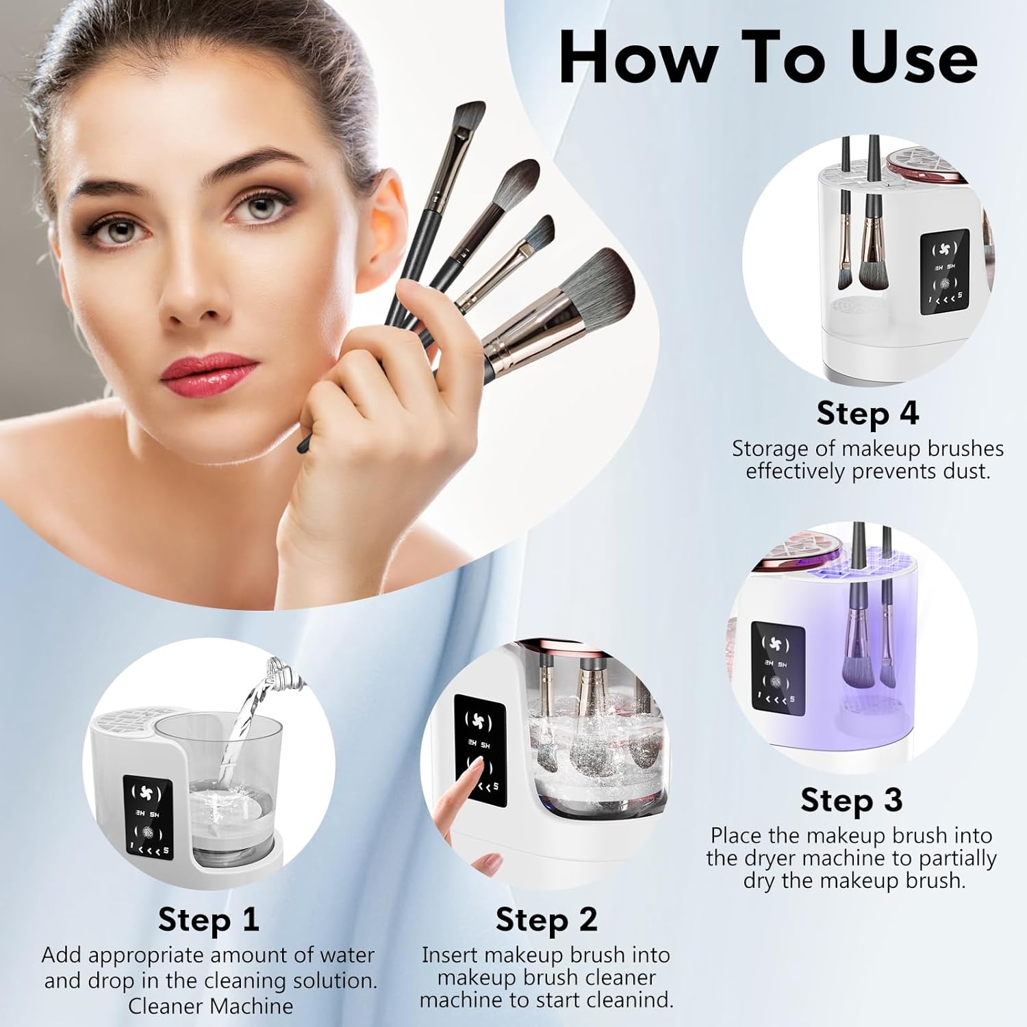 Electric Makeup Brush Cleaner – 3-in-1 USB