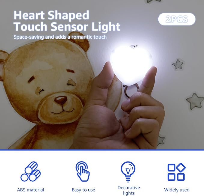 2PCS Rechargeable LED Heart Purse Light – Automatic Handbag Sensor Lamp