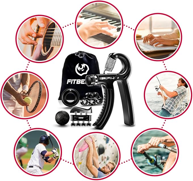 Hand Grip & Forearm Strengthener Set – 5 Pack