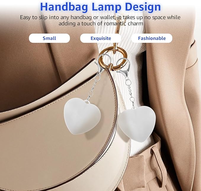 2PCS Rechargeable LED Heart Purse Light – Automatic Handbag Sensor Lamp