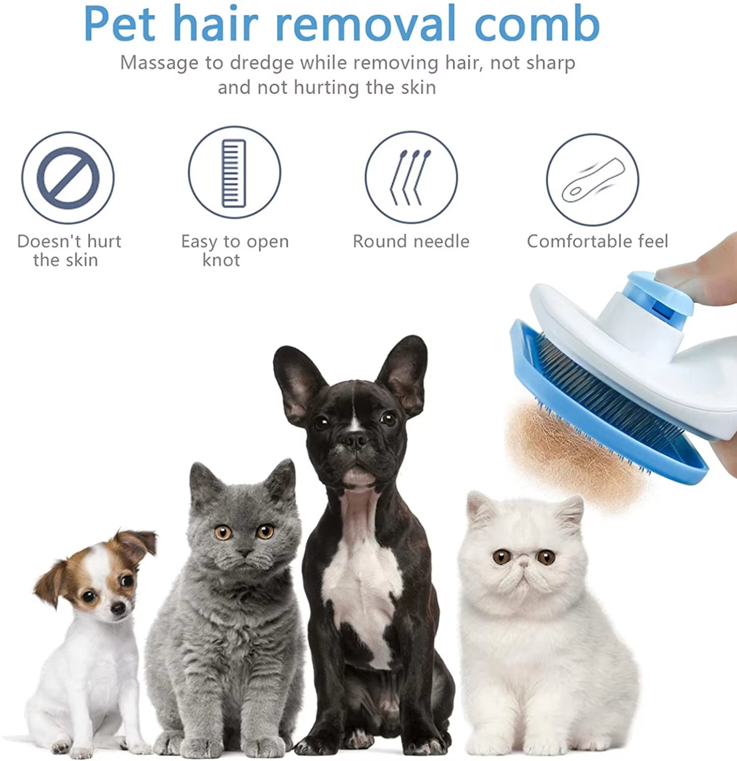 Self-Cleaning Pet Hair Brush for Cats & Dogs