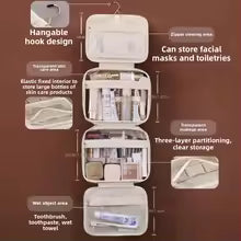 Large Travel Cosmetic Bag with Waterproof Hanging Hook product details - BK Choice UAE