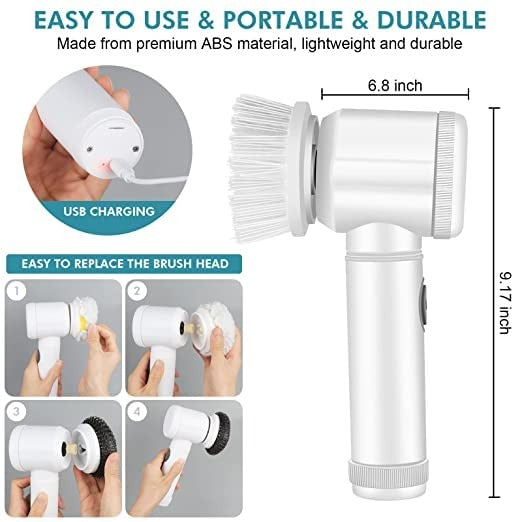 USB Rechargeable Cleaning Brush 3 Brush Heads | BK Choice